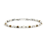 Natural Stone Bracelet with Stainless Steel Charm Bead