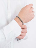 Men's Natural Stone Bead Bracelet with Stainless Steel Chain