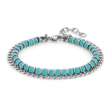 Men's Natural Stone Bead Bracelet with Stainless Steel Chain