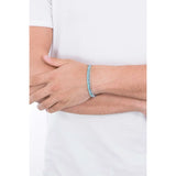 Men's Natural Stone Bead Bracelet with Stainless Steel Chain
