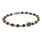 Hematite Stone Charm Bracelet for Men with Rose Plating Beads
