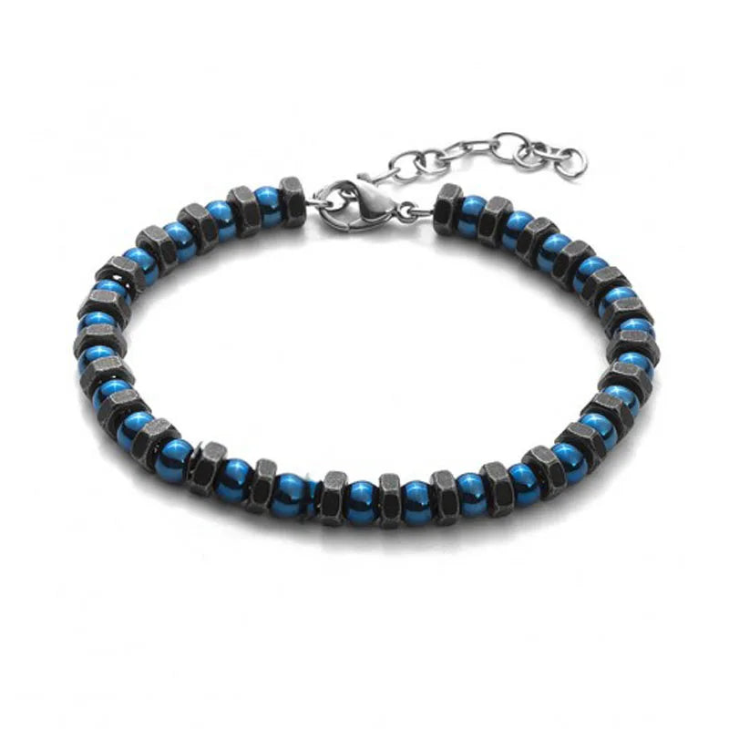 Vintage Stainless Steel Men Beaded Bracelet
