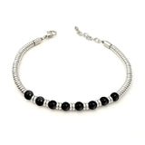 Tiger Eye Stone Bracelet Stainless Steel Men Women Natural Beaded Strand