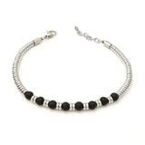 Tiger Eye Stone Bracelet Stainless Steel Men Women Natural Beaded Strand