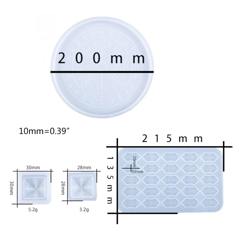 Runes Symbol Cards Dice Crystal Epoxy Resin Mold Divination Board Silicone Mould