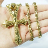 Runic Cross Pendant Necklace Silver Stainless Steel Byzantium Box Chain
