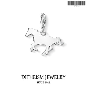 Running Horse Charm Pendant, 925 Sterling Silver Winter Jewelry