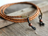 Rustic Leather Eyeglass Chain for Men - Handmade
