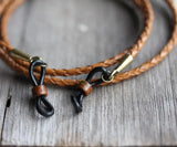 Rustic Leather Eyeglass Chain for Men - Handmade