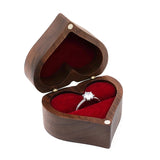 Rustic Walnut Wood Heart Ring Box for Proposal Wedding Ring Storage