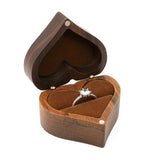 Rustic Walnut Wood Heart Ring Box for Proposal Wedding Ring Storage
