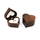 Rustic Walnut Wood Heart Ring Box for Proposal Wedding Ring Storage