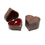 Rustic Walnut Wood Heart Ring Box for Proposal Wedding Ring Storage