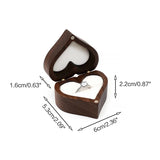 Rustic Walnut Wood Heart Ring Box for Proposal Wedding Ring Storage