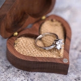 Rustic Walnut Wood Engagement Ring Box Heart Shape Proposal Wedding Ring Storage