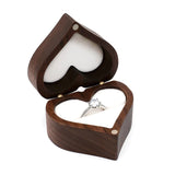 Rustic Walnut Wood Heart Ring Box for Proposal Wedding Ring Storage