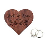 Rustic Walnut Wood Engagement Ring Box Heart Shape Proposal Wedding Ring Storage