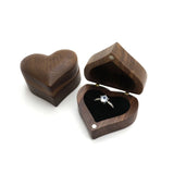 Rustic Walnut Wood Engagement Ring Box with Magnet Heart