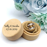 Personalized Rustic Wooden Ring Box Holder with Name & Date