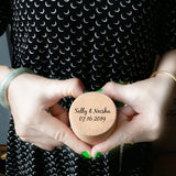 Personalized Rustic Wooden Ring Box Holder with Name & Date