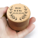 Personalized Rustic Wooden Ring Box Holder with Name & Date