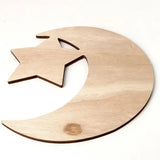 Wooden Crescent Moon Star Eid Ramadan Party Serving Tray