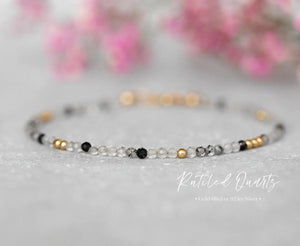 Rutiled Quartz Bracelet, Birthstone Jewelry for Gemini
