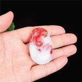 Ruyi Red Jade Pendant Chinese Necklace Natural Charm Jewellery Amulet