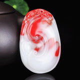 Ruyi Red Jade Pendant Chinese Necklace Natural Charm Jewellery Amulet