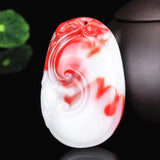 Ruyi Red Jade Pendant Chinese Necklace Natural Charm Jewellery Amulet