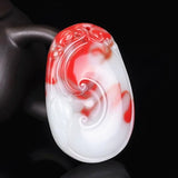Ruyi Red Jade Pendant Chinese Necklace Natural Charm Jewellery Amulet