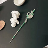 Twisted Green Snake Hairpin Hair Sticks Punk Vintage Metal Headwear for Women