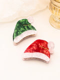 Red Green Christmas Hat Hair Claw Acetic Acid Jewelry Acrylic Hairpin
