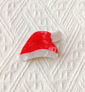 Red Green Christmas Hat Hair Claw Acetic Acid Jewelry Acrylic Hairpin