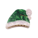 Red Green Christmas Hat Hair Claw Acetic Acid Jewelry Acrylic Hairpin
