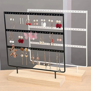 3 Tier Wooden Earrings Jewelry Organizer Display Holder