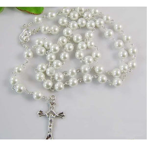 Stainless Steel Rosary Necklace with Crown Pattern