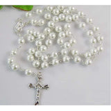 Stainless Steel Rosary Necklace with Crown Pattern