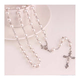 Stainless Steel Rosary Necklace with Crown Pattern