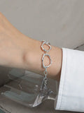 S'SETEEL Geometric Texture 925 Silver Bracelet