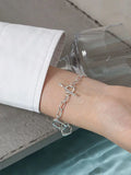 S'SETEEL Geometric Texture 925 Silver Bracelet