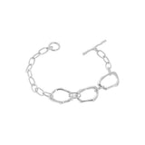 S'SETEEL Geometric Texture 925 Silver Bracelet
