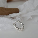 925 Sterling Silver Wrinkled Texture Earrings Small Hoop Earings