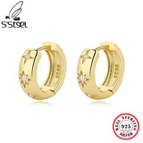 925 Moon Huggie Hoop Small Silver Earrings For Women