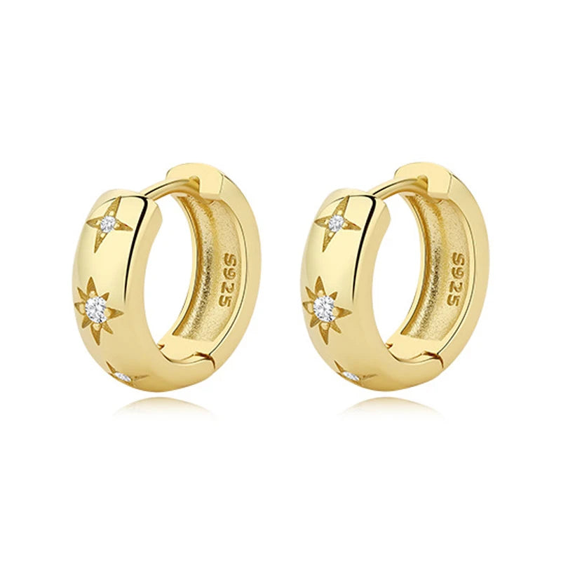 925 Moon Huggie Hoop Small Silver Earrings For Women