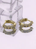 925 Silver Rivet Zircon Hoops Earrings for Women