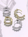 925 Silver Rivet Zircon Hoops Earrings for Women