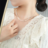 925 Silver Baroque Pearl Choker Necklace Party Jewelry