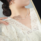 925 Silver Baroque Pearl Choker Necklace Party Jewelry