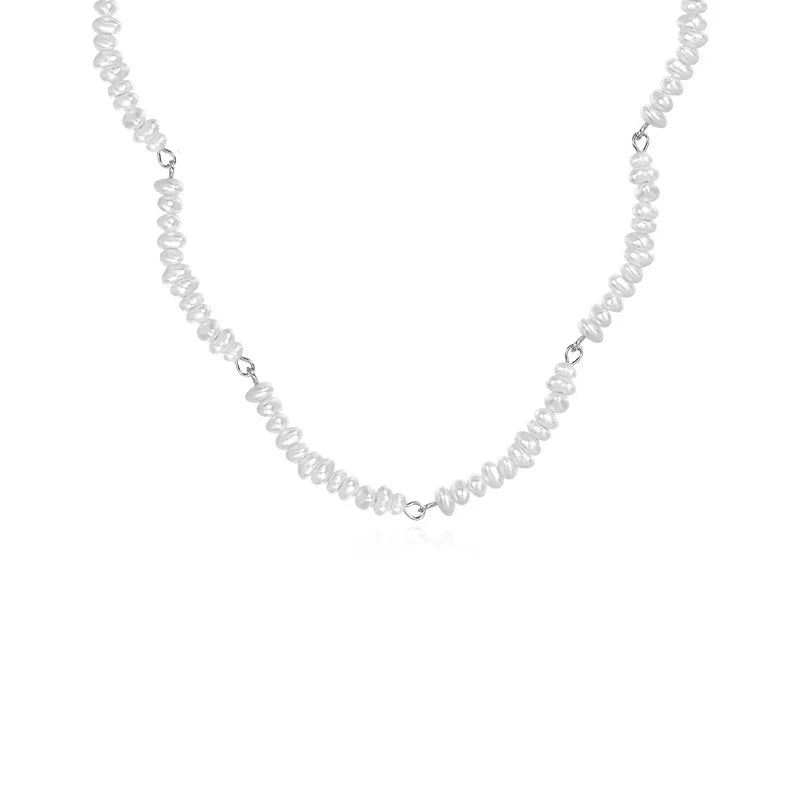 925 Silver Baroque Pearl Choker Necklace Party Jewelry